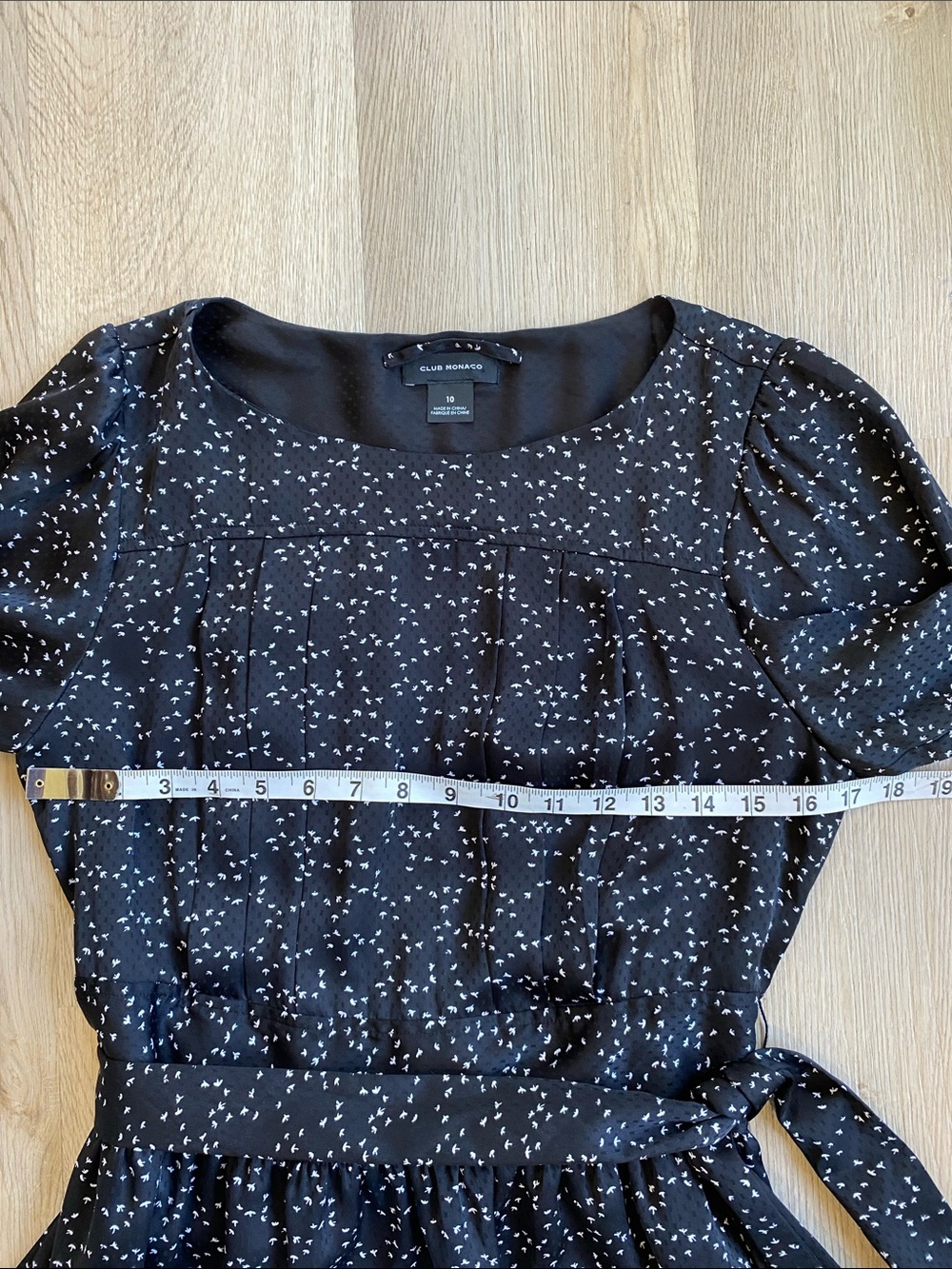 Club Monaco Black White Printed Long Sleeve Belted Fit & Flare Mini Dress 10 - Picture 9 of 9